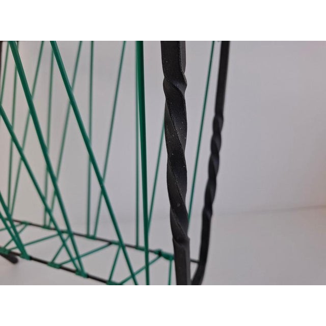 Mid-Century Czechoslovakian Magazine Rack with Green Wire, 1960 For Sale - Image 13 of 18