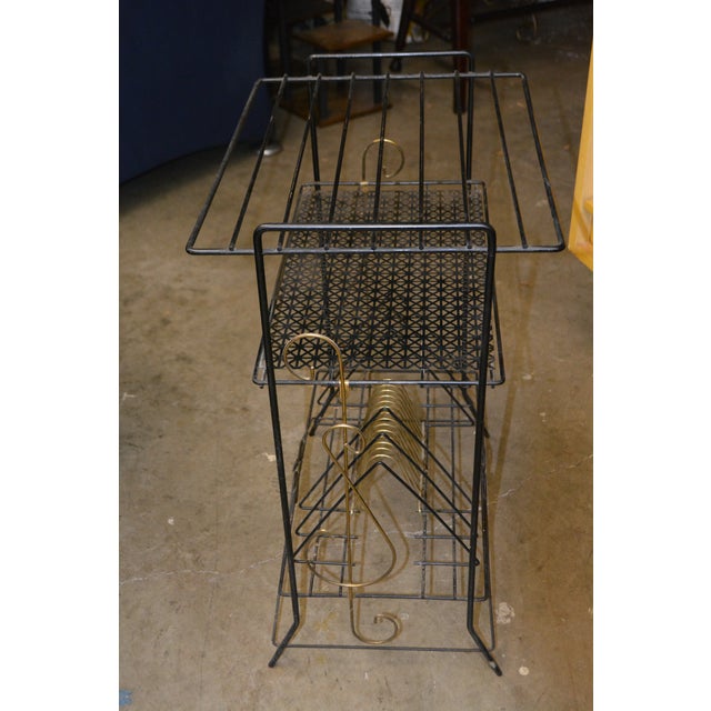 1960s Mid Century Modern Black Metal Record Player / Turntable Stand W/ Album / Vinyl Racks Holders For Sale - Image 6 of 11
