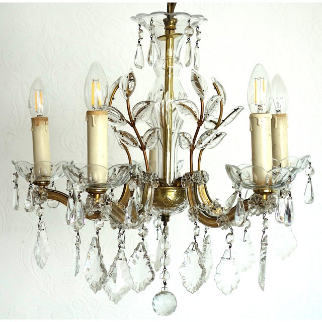 Mid-Century Modern Antique Maria Theresia 5-Light Chandelier from Palwa, 1960s For Sale - Image 3 of 14