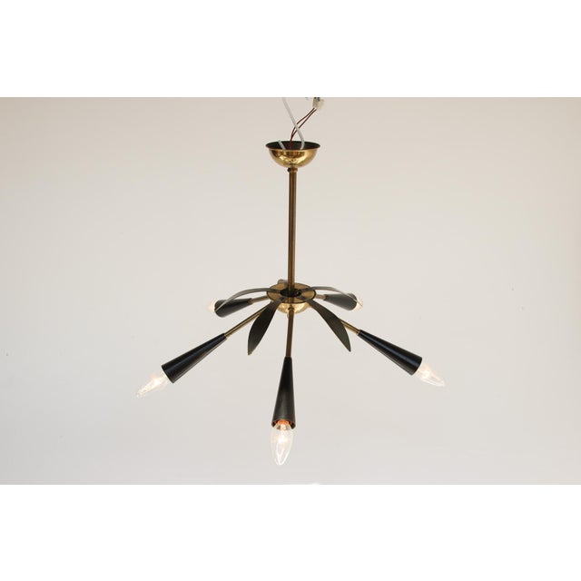Mid-Century Modern Modernist Sputnik Chandelier in the style of Stilnovo, 1950s For Sale - Image 3 of 11