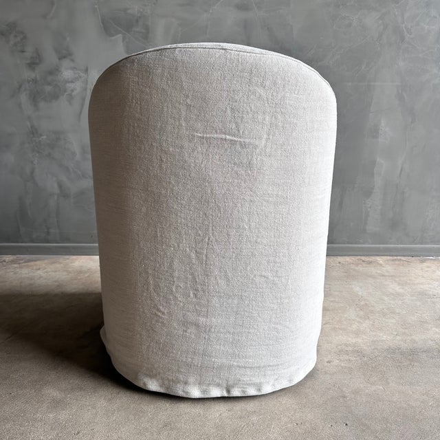 Rustic European Ollie Stone Washed Linen Slipcover Dining Chair in Oatmeal Linen For Sale - Image 3 of 6