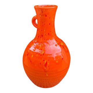 Vintage 1983 Atomic Orange Art Pottery Vase by Cherokee Pottery For Sale