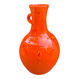 Vintage Atomic Orange Art Pottery Vase by Cherokee Pottery, 1983