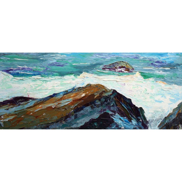 1960s Carmel by the Sea "Near Point" 1969 Seascape T. Brown Monterey For Sale - Image 5 of 8