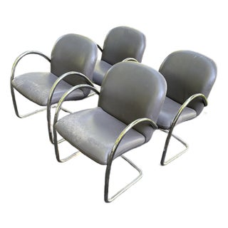 Stanley J. Friedman Brueton Chrome & Leather Chairs For Sale