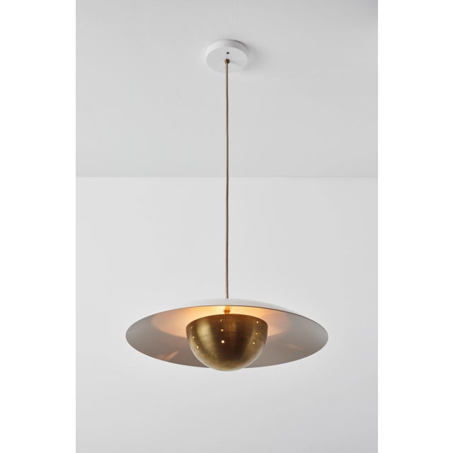 Not Yet Made - Made To Order Gabi' Perforated Brass Dome & White Painted Metal Pendant by Alvaro Benitez For Sale - Image 5 of 13
