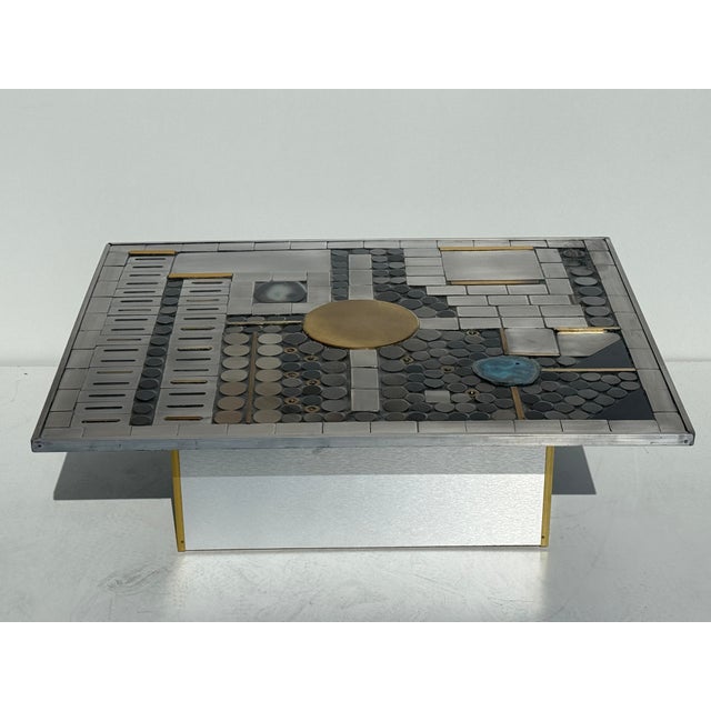 Paul Evans 1970s Brutalist Mosaic Aluminum Coffee Table For Sale - Image 4 of 12