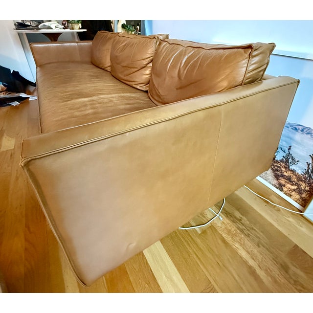 West Elm West Elm Axel Leather Sofa, 89” – Mid-Century Modern Style in Brown For Sale - Image 4 of 7