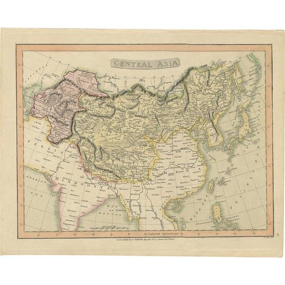 Antique Map of Central Asia by Smith, 1808 For Sale