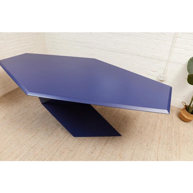Rare 1970’s Origami Dining Table by Don S. Shoemaker in Blue For Sale - Image 9 of 12