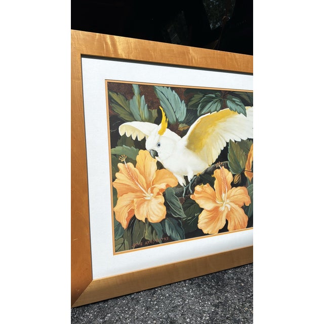 English Jesse Arms Botke Tropical Cockatoo & Hibiscus Floral Artwork For Sale - Image 3 of 4