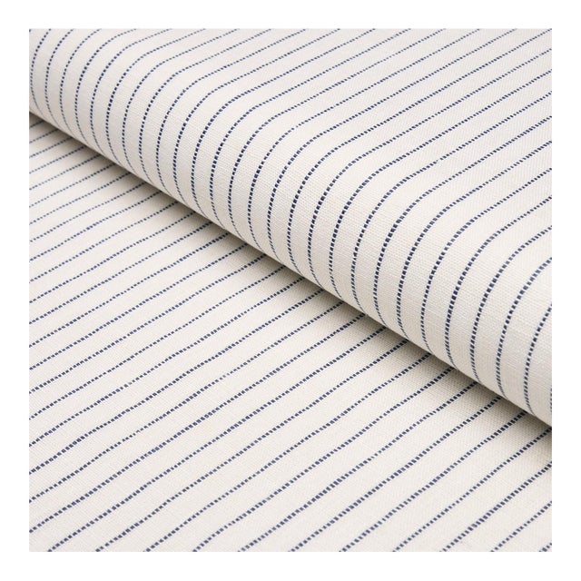 Sample - Schumacher Theo Stripe Fabric in Indigo For Sale