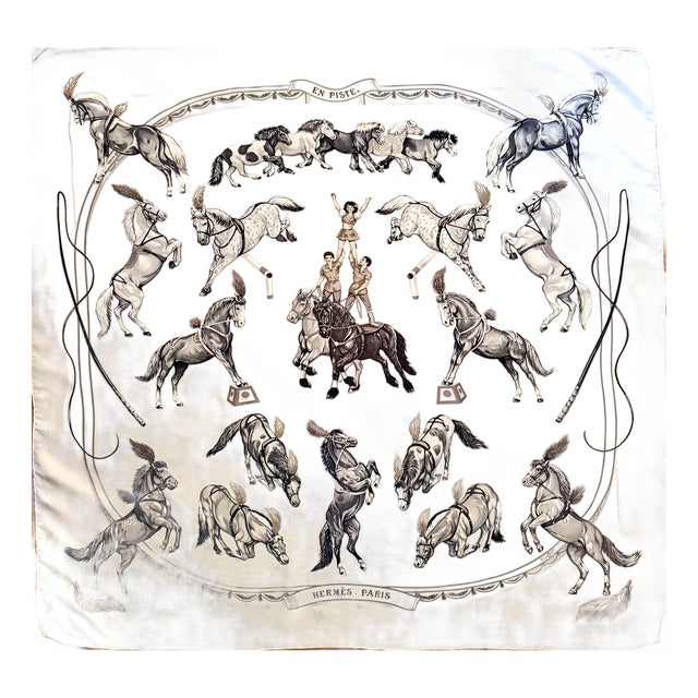 Hermès en Piste Silk Scarf 1998 by Robert Dallet For Sale
