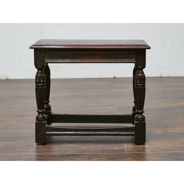 19th Century 19th Century English Oak Joint Stool with Turned Legs For Sale - Image 5 of 12