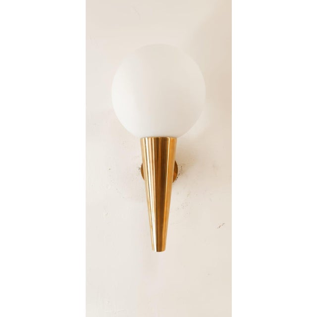 Brass Wall Light with White Sphere For Sale - Image 9 of 16