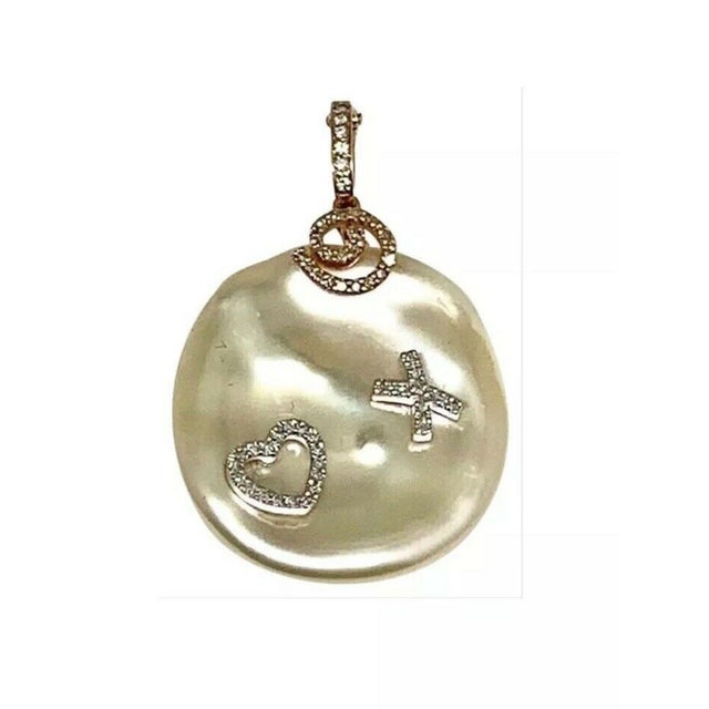 2010s Diamond Freshwater Pearl Necklace 14k Gold Pendant Italy Certified For Sale - Image 5 of 12