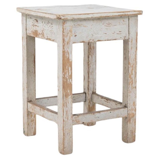 Off-white Early 20th Century Central European Wood Patinated Stool For Sale - Image 8 of 18