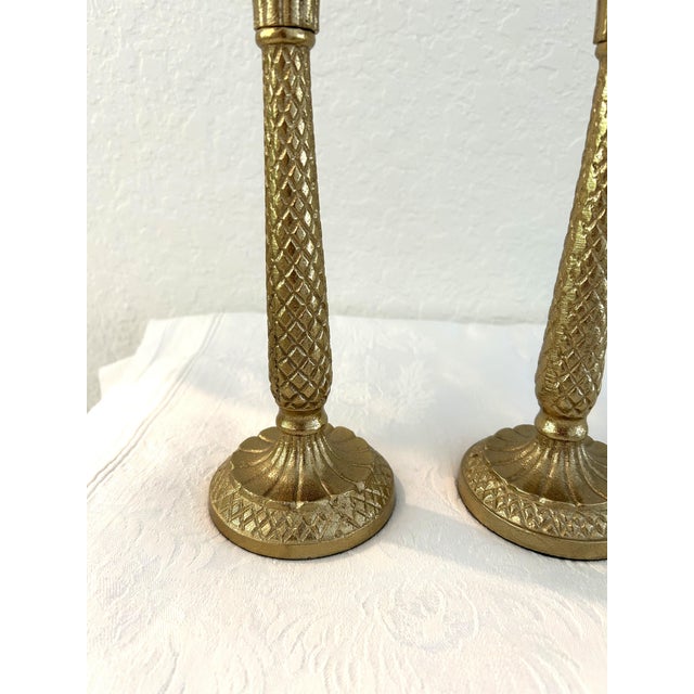 Brass Figural Palm Tree Candle Holders, Pair For Sale - Image 4 of 5