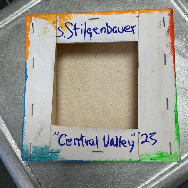 Little Abstract Colorfield Painting on 6” by 1.5 by 6” Stretched Canvas. Artist signed on the back side with S....