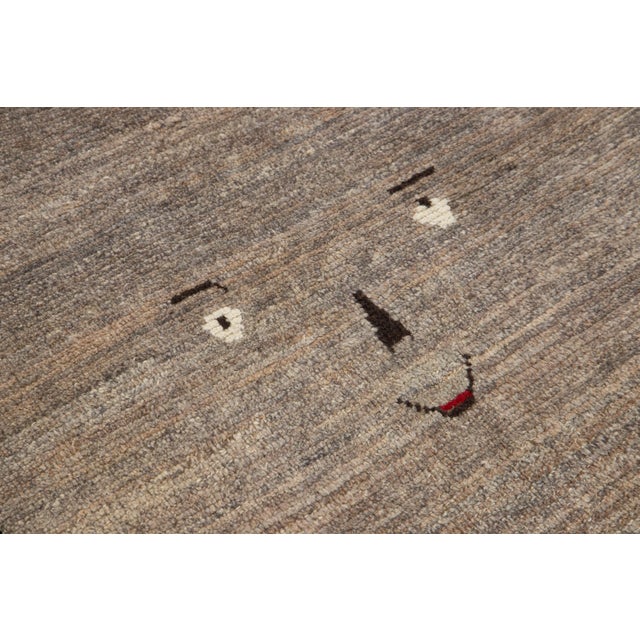 Brown Modern Persian Gabbeh Designed Wool Rug in Light Brown For Sale - Image 8 of 9