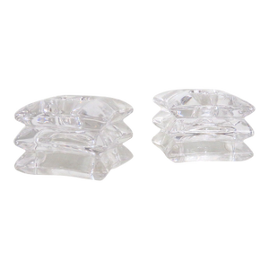 Lead Crystal 3 Tiered Star Shaped Candle Stick Holders Pair of Two 4830b