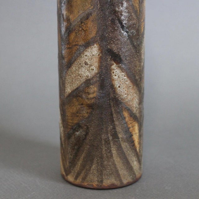 Brown Mid-Century Modern French Ceramic Flower Vase by Alexandre Kostanda, 1960s For Sale - Image 8 of 15