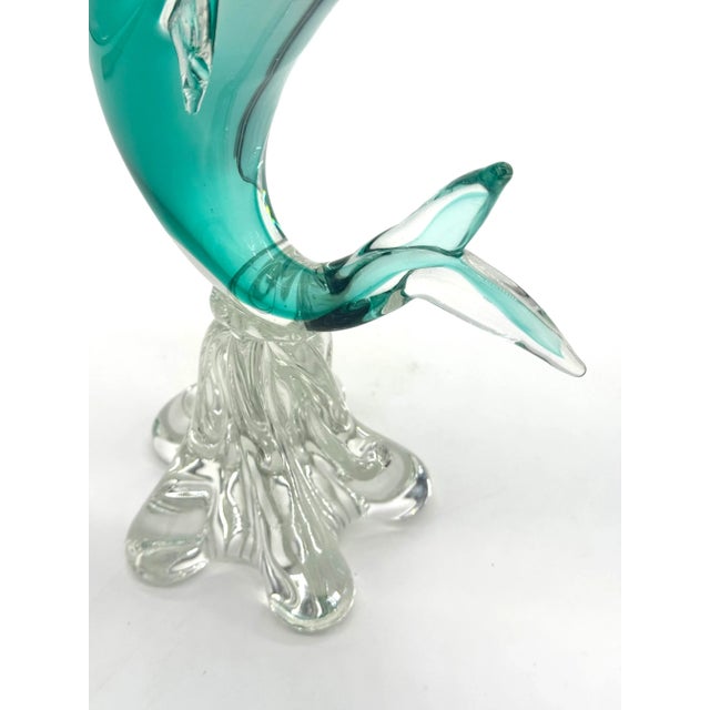 Glass Vintage 1960s Murano Art Glass Large Swordfish Sculpture Clear & Aqua Blue Large and Stunning For Sale - Image 7 of 9