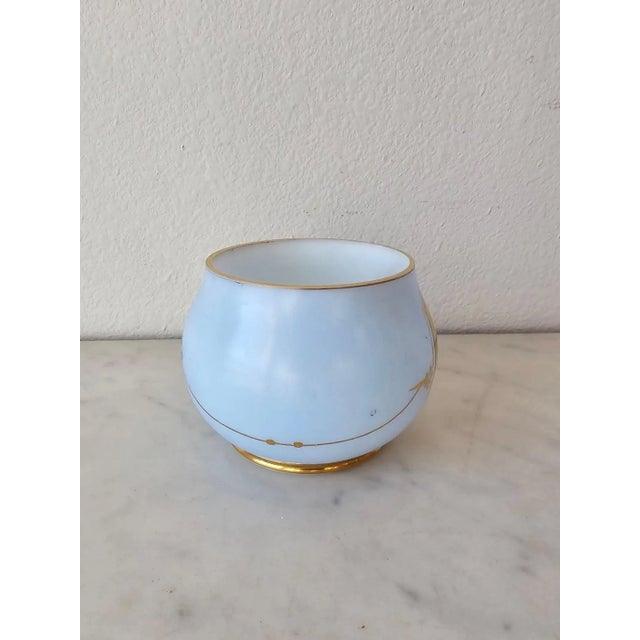 Glass 19th Century Victorian Blue Opaline Milk Glass Dresser Cachepot Table Bowl For Sale - Image 7 of 12