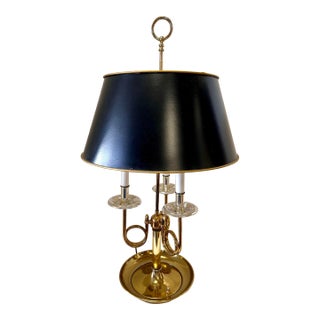 French Brass 3 Arm Bouillotte Table Lamp For Sale