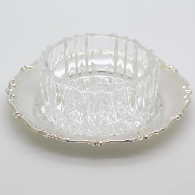 Italian Vintage Italian Handmade Genuine Silver & Glass Salt / Pepper Cellar Table Decor For Sale - Image 3 of 12