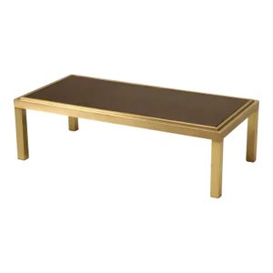 Mid-Century Modern French Brass and Black Mirror Coffee Table, Circa 1960s