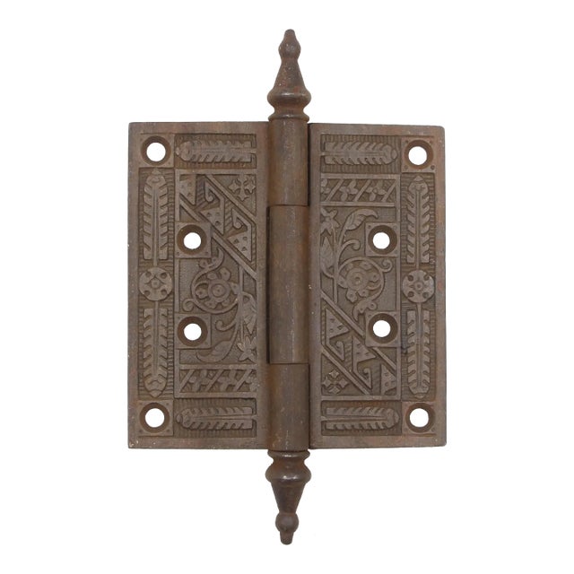 Vintage Aesthetic 4.5 X 4.5 In. Black Cast Iron Butt Door Hinge For Sale