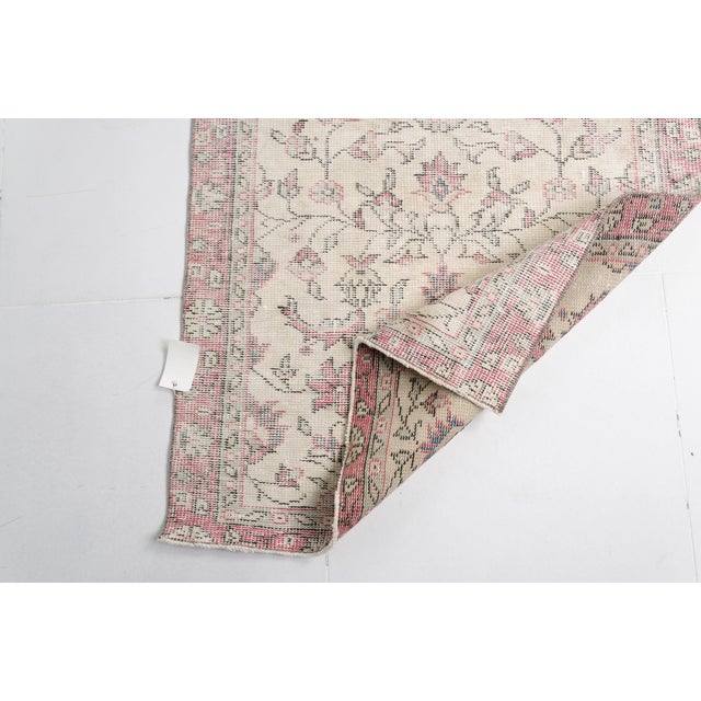 1950s Authentic Faded Pink Turkish Rug For Sale - Image 4 of 10