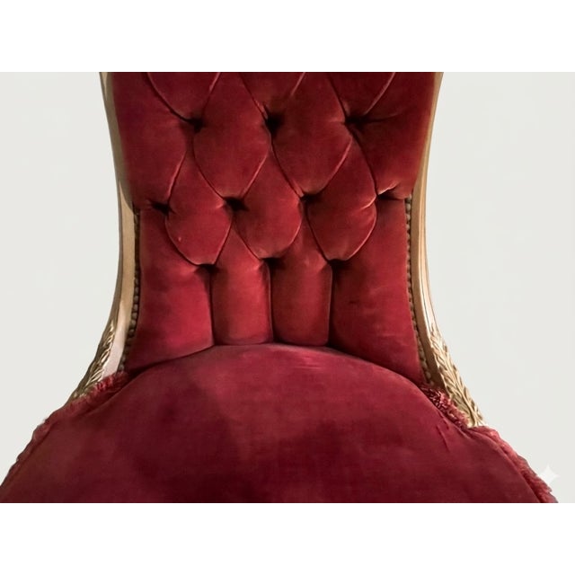 Wood Pair of Vintage French Regency Revival Slipper Chairs, Double-Pierced Crest, Horsehair Fill, C. 1920-1940 For Sale - Image 7 of 11