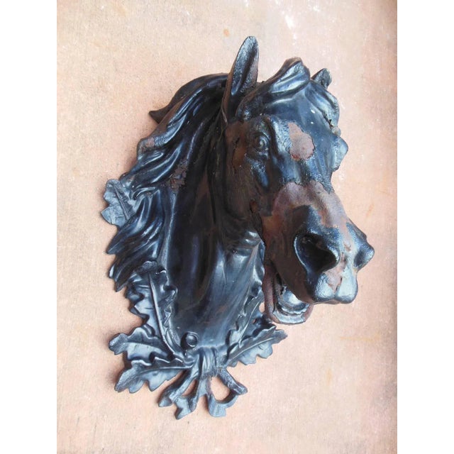 Folk Art Antique Cast Iron Horse Head For Sale - Image 3 of 7