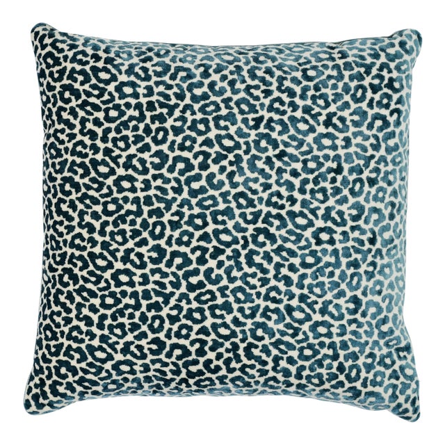 Schumacher X Timothy Corrigan Madeleine 20" Pillow in Cadet For Sale