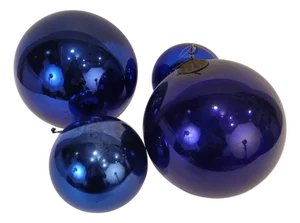 Late 19th Century Indigo Blue Spheres in Eglomisé Glass, France, 1930s, Set of 4