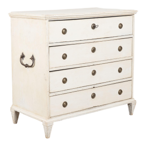 19th Century White Swedish Pine Chest of Four Drawers