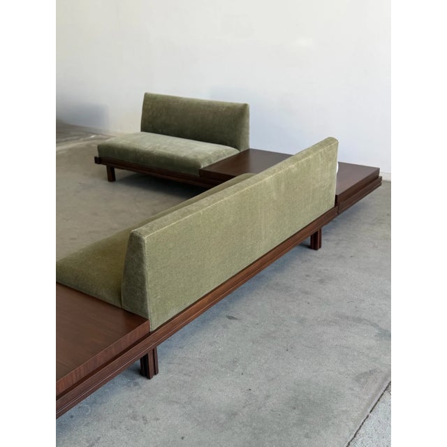 Vintage Platform Sectional in Walnut & Mohair For Sale - Image 13 of 14