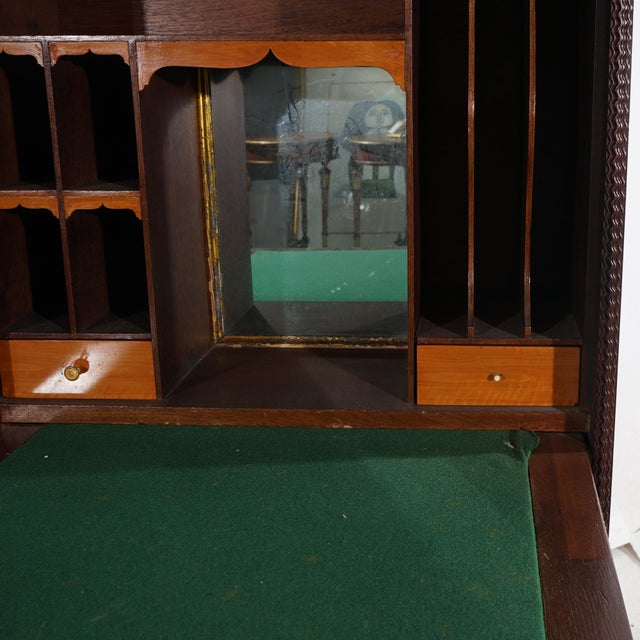 Victorian Rosewood Drop Front Desk with Inset Floral Print & Scroll Legs Circa 1870 For Sale - Image 10 of 12