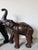 Vintage Safari Style Oversized Leather Elephant Sculptures With Raised Trunks – A Pair For Sale - Image 12 of 18
