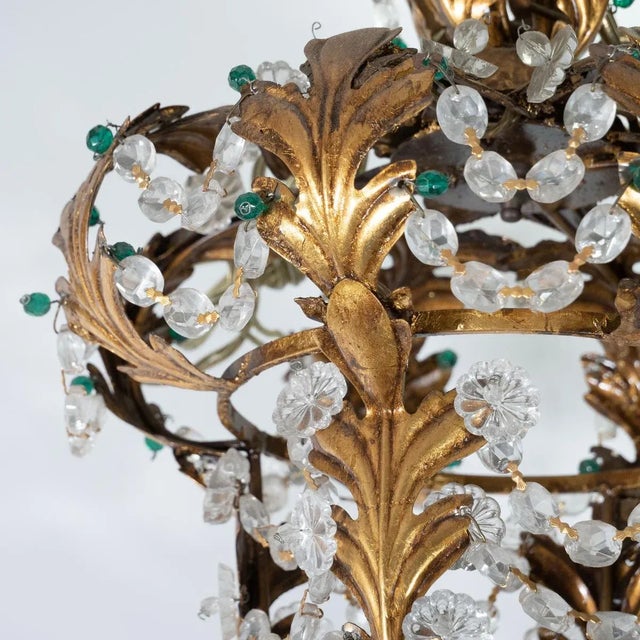 Baguès Vintage 1960s Gilt Metal and Crystal Lantern Style Pendant For Sale - Image 4 of 11