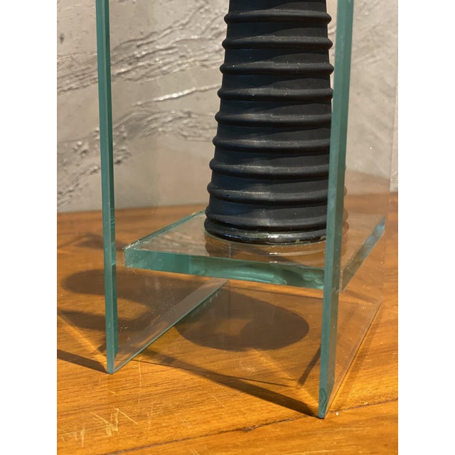 Postmodern Sculptural Glass Vase in Glass and Black Rubber, Italy, 1970s-1980s For Sale - Image 12 of 18