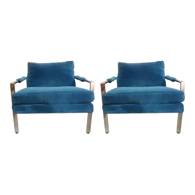 1970s Pair of Milo Baughman for Thayer Coggin Chrome Lounge Chairs For Sale