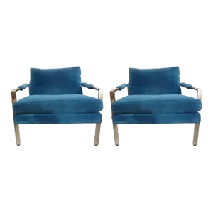 1970s Pair of Milo Baughman for Thayer Coggin Chrome Lounge Chairs