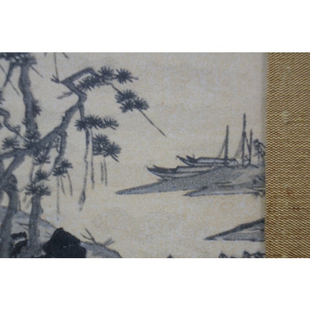 Mid 20th Century Hue of the Water Light on Peaks Ink Wash Painting After Tensho Shubun For Sale - Image 6 of 12