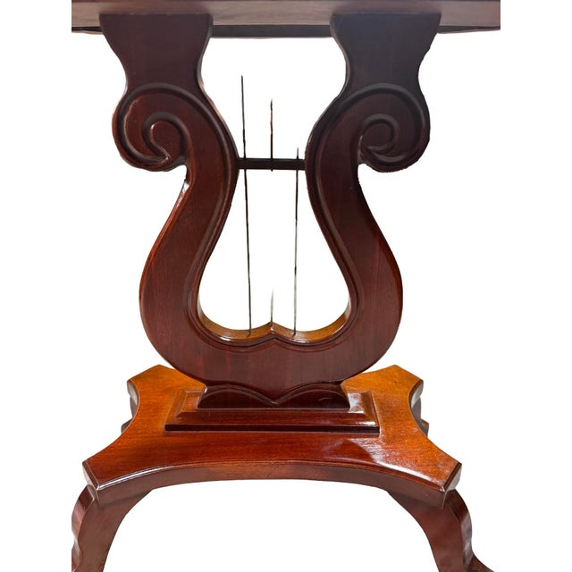 Stone Vintage Neoclassical Lyre-Base Marble-Top Accent Table For Sale - Image 7 of 11