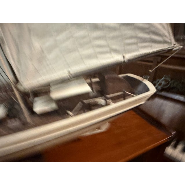 Model Sailboat in Wood and Fabric, 1960s For Sale - Image 3 of 10