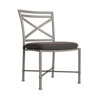 Brown Jordan Venetian Side Chair, Mica frame with Fusion Charcoal fabric For Sale