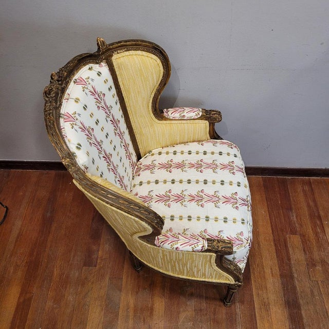 Napoleon III Wooden Corbeille Armchair with Pierre Frey Upholstery, France, 1820s For Sale - Image 12 of 18